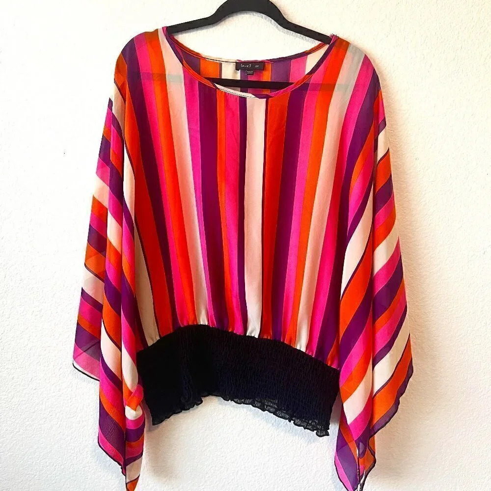 LoveJ Sheer Blouson with Batwing sleeves Size 2X
